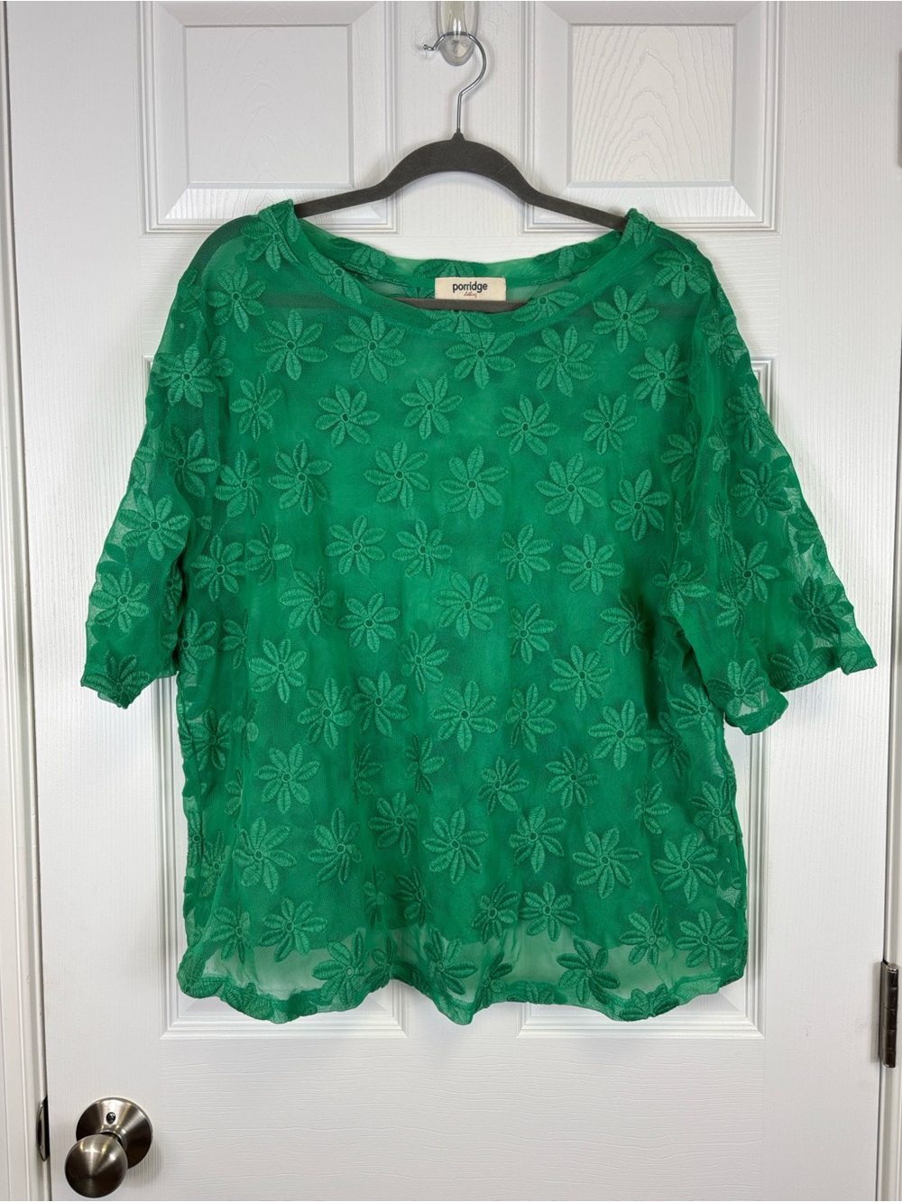 Anthropologie Porridge green floral sheer lace top sz 3X - Picture 5 of 9